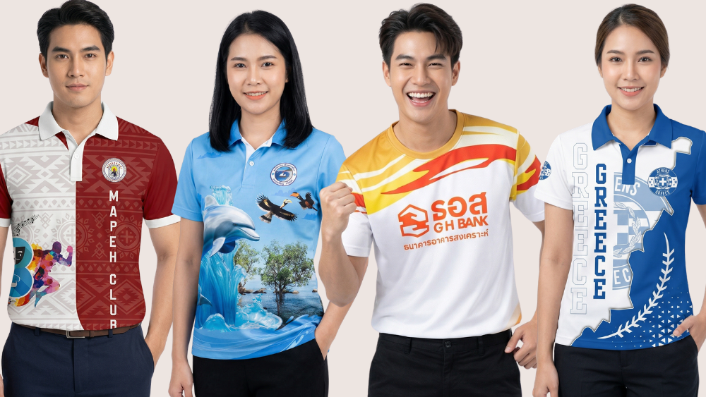 เสื้อพิมพ์ลายคอปกโปโล สร้างจุดเด่นให้กับองค์กร เสื้อทีมงานใส่เป็นทางการ หรือใส่ลำรอง เราพร้อมออกแบบลวดลาย พิมพ์ภาพโลโก้ข้อความ ลงบนตัวเสื้อ สร้างภาพ ลักษณ์ ให้ ดูดี มีสไตล์